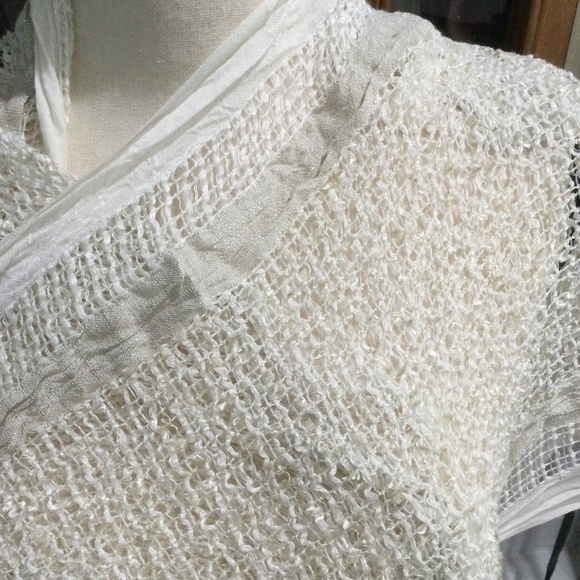TRADES of Hope Everest Cream & Silver Metallic Crochet Scarf Wrap - Picture 4 of 11